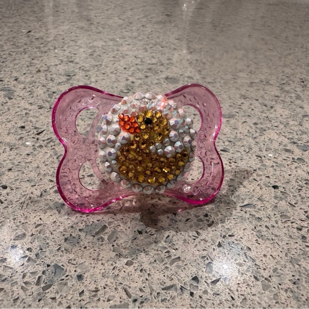 Rubber Ducky Swarovski crystal pacifier new bougie baby shower gift